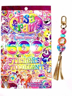 Handmade Lisa Frank Purse Charm & 600 Pack Of Stickers NEW